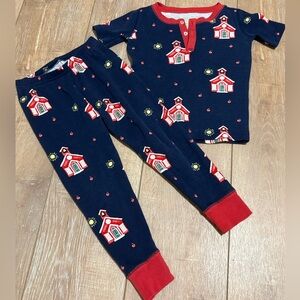 The Beaufort Bonnet Company Sara Janes  Schoolhouse Print pajamas - Navy and Red